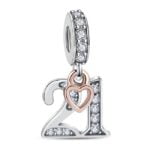 Charms do bransoletki Srebro 925 Urodziny 21