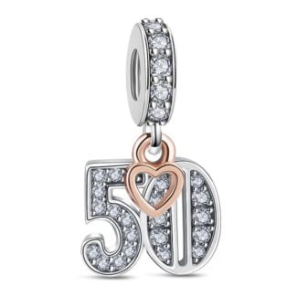 Charms do bransoletki Srebro 925 Urodziny 50