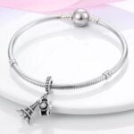 Charms do bransoletki Srebro 925 Wieża Eiffla i Aparat Fotograficzny