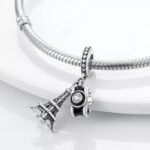 Charms do bransoletki Srebro 925 Wieża Eiffla i Aparat Fotograficzny