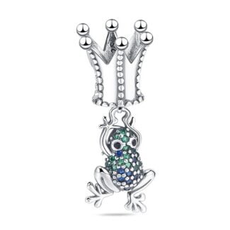 Charms do bransoletki Srebro 925 Żaba i Korona