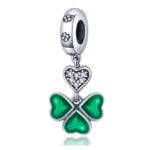 Charms do bransoletki Srebro 925 Koniczyna Zielona