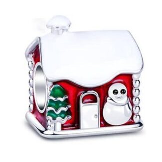 Charms do bransoletki Srebro 925 Świąteczna Chatka i Bałwan