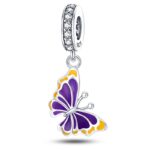 Charms do bransoletki Srebro 925 Motyl Fioletowy