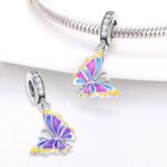 Charms do bransoletki Srebro 925 Motyl Fioletowy