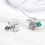 Charms do bransoletki Srebro 925 Koniczynka Podkowa Motyl