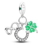Charms do bransoletki Srebro 925 Podkowa Koniczynka Znak Nieskończoności