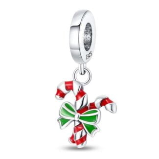 Charms do bransoletki Srebro 925 Świąteczna Laska Cukrowa