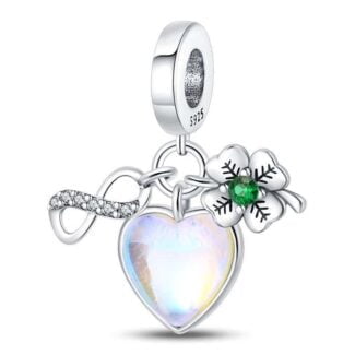 Charms do bransoletki Srebro 925 Znak Nieskończoności Serce Koniczynka