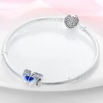 Charms do bransoletki Srebro 925 Motyl Niebieski