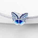 Charms do bransoletki Srebro 925 Motyl Niebieski
