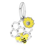 Charms do bransoletki Srebro 925 Pszczoła Miód Stokrotka