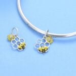 Charms do bransoletki Srebro 925 Pszczoła Miód Stokrotka
