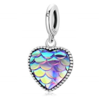 Charms do bransoletki Srebro 925 Serce pokryte opalizującymi łuskami