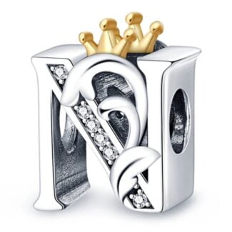 Charms do bransoletki Srebro 925 Litera N