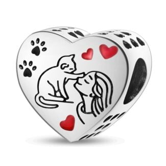 Charms do bransoletki Srebro 925 Kot i Dziewczynka