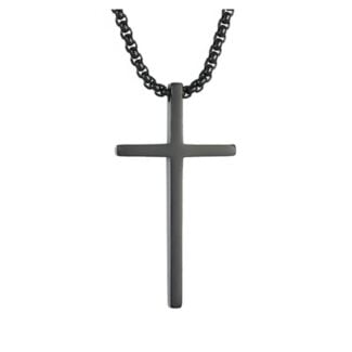 Naszyjnik męski Krzyż Katolicki Czarny