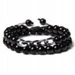 Bransoletka męska 2w1 czarna korale onyks łańcuch