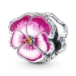 Charms do bransoletki Srebro 925 Kwiat Bratek Różowy