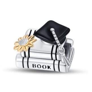 Charms do bransoletki Srebro 925 Książki i Czapka Absolwenta
