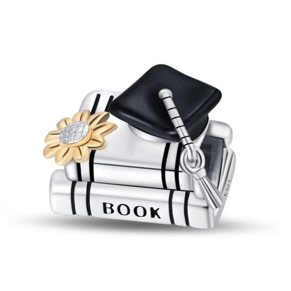 Charms do bransoletki Srebro 925 Książki i Czapka Absolwenta Charms do bransoletki Srebro 925 Książki i Czapka Absolwenta