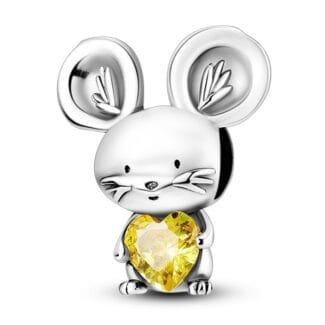 Charms do bransoletki Srebro 925 Myszka z Sercem