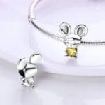 Charms do bransoletki Srebro 925 Myszka z Sercem
