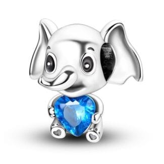 Charms do bransoletki Srebro 925 Słoń z Sercem