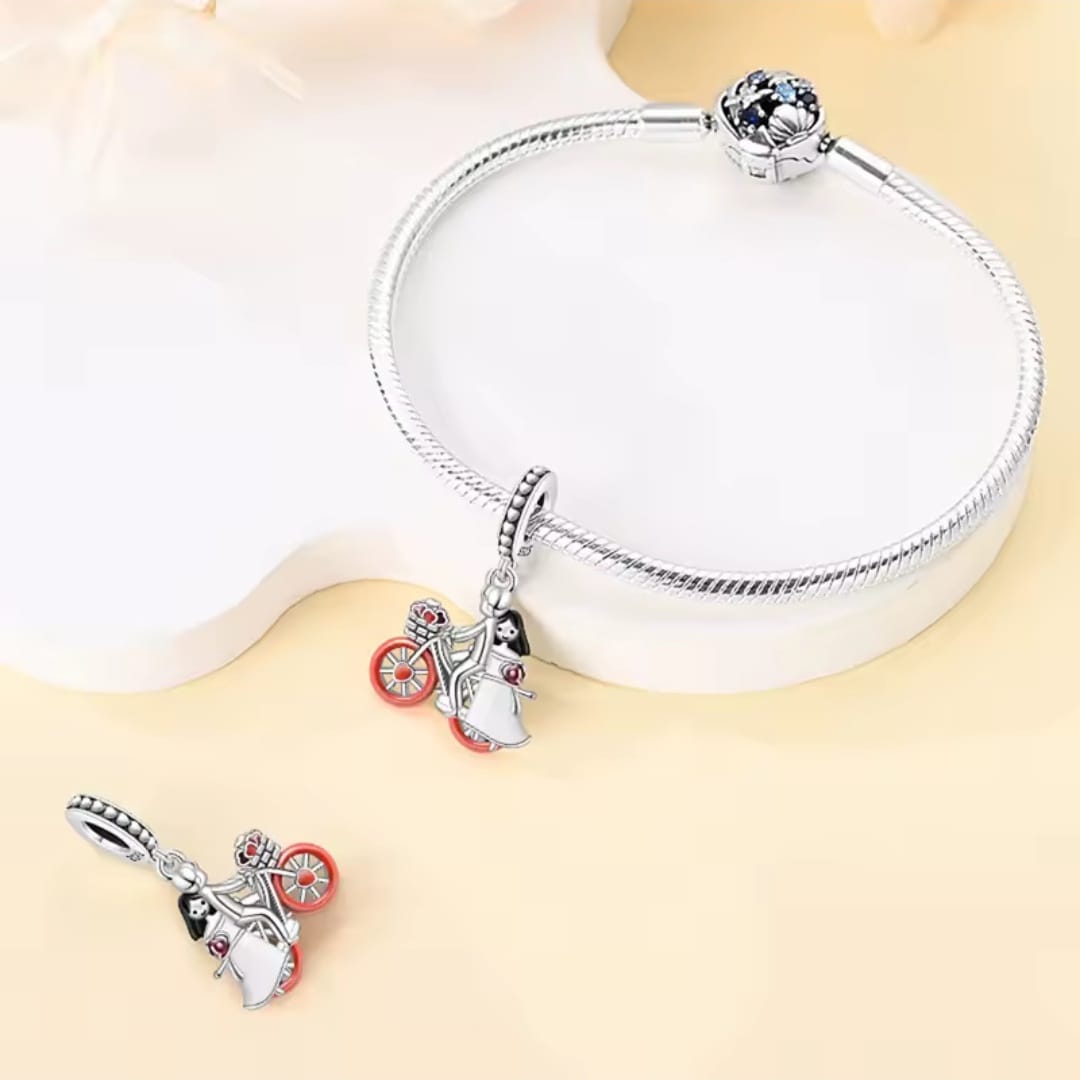 Charms do bransoletki Srebro 925 Para na Rowerze Charms do bransoletki Srebro 925 Para na Rowerze