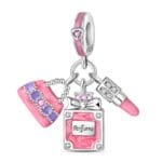Charms do bransoletki Srebro 925 Perfumy Szminka Torebka