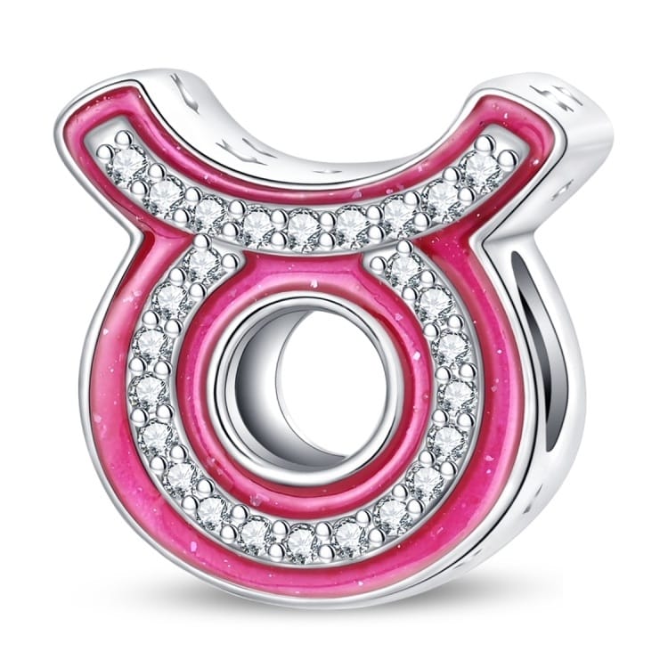 Charms do bransoletki Srebro 925 Różowy Znak Zodiaku Byk Charms do bransoletki Srebro 925 Różowy Znak Zodiaku Byk