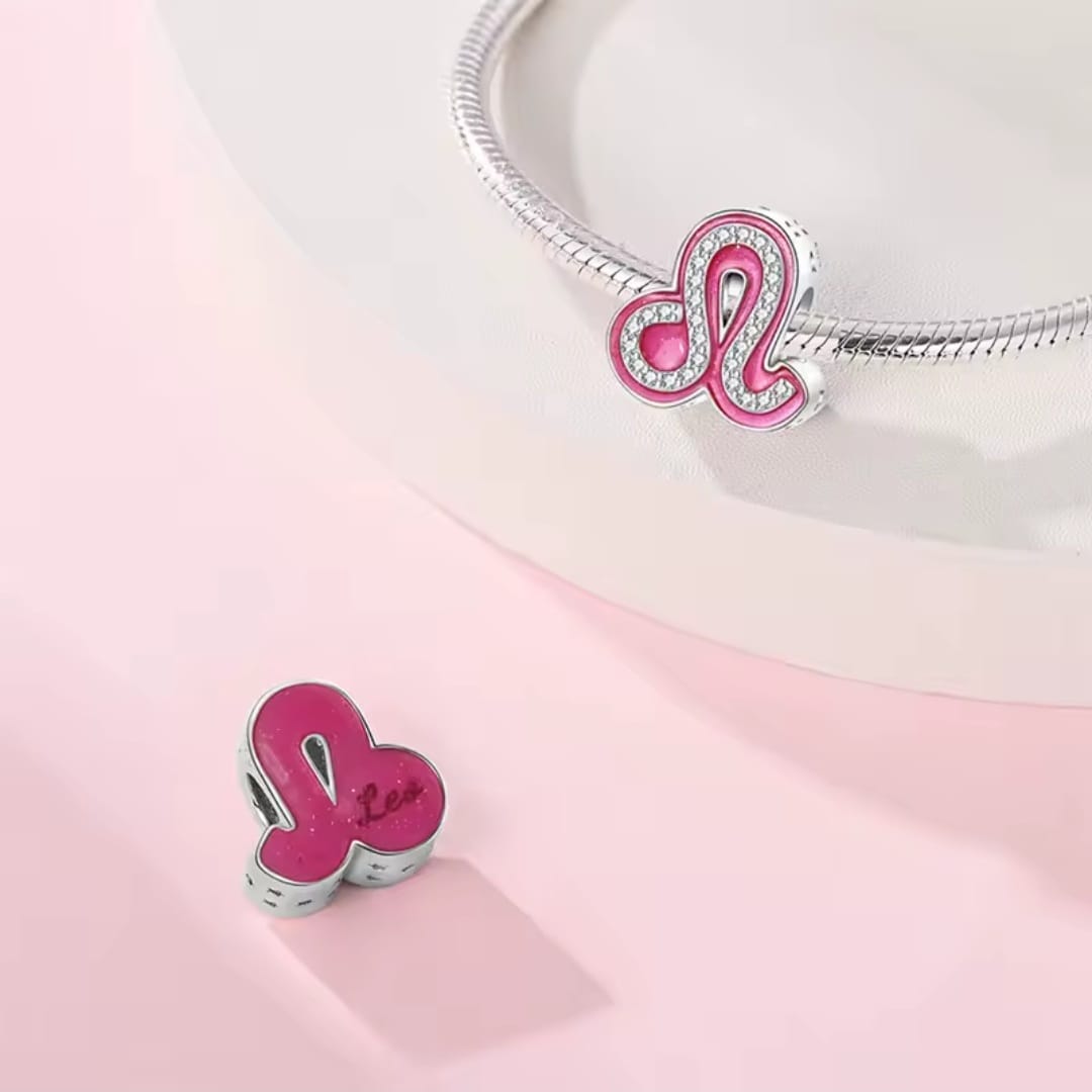 Charms do bransoletki Srebro 925 Różowy Znak Zodiaku Lew Charms do bransoletki Srebro 925 Różowy Znak Zodiaku Lew