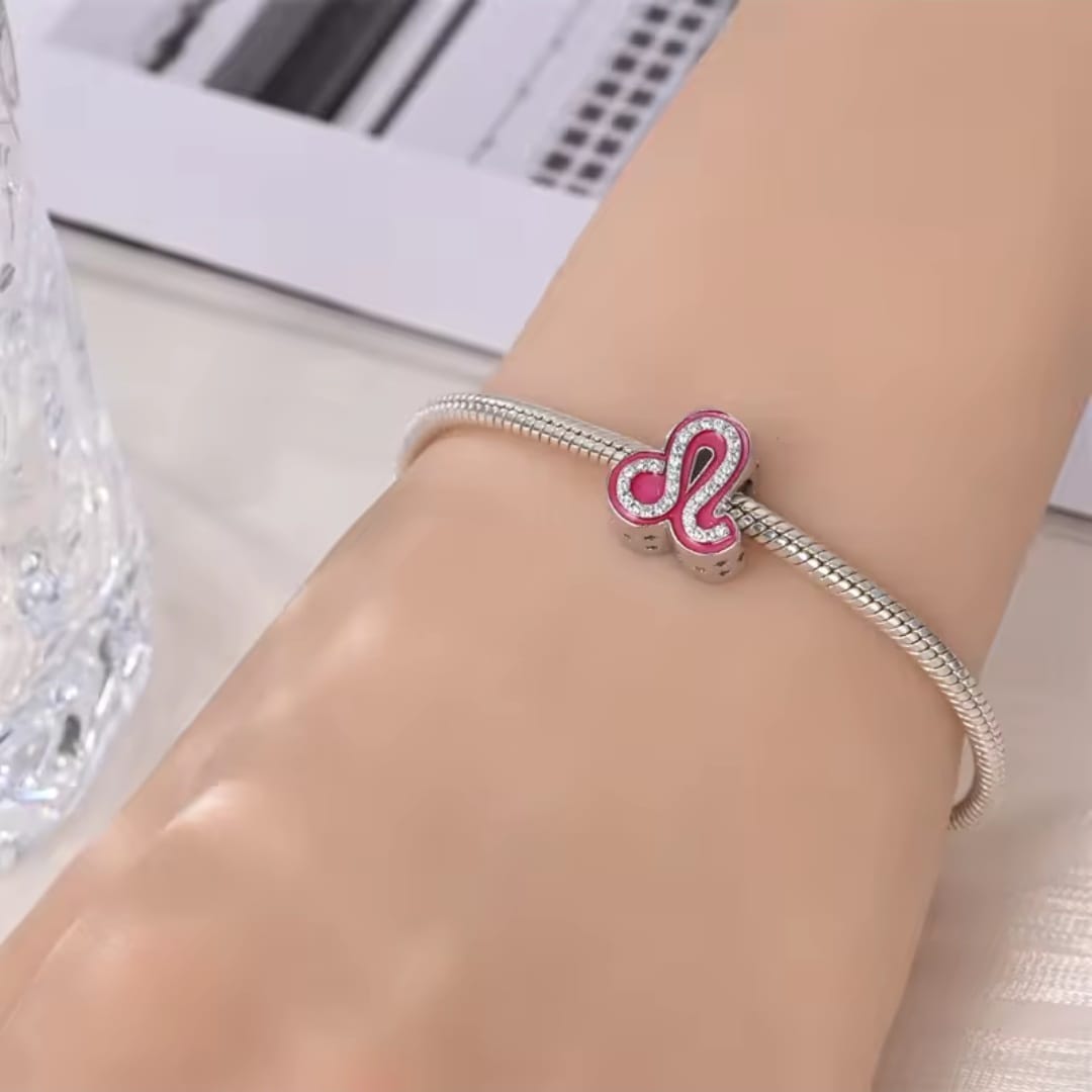 Charms do bransoletki Srebro 925 Różowy Znak Zodiaku Lew Charms do bransoletki Srebro 925 Różowy Znak Zodiaku Lew
