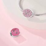 Charms do bransoletki Srebro 925 Różowy Znak Zodiaku Rak Charms do bransoletki Srebro 925 Różowy Znak Zodiaku Rak