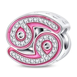 Charms do bransoletki Srebro 925 Różowy Znak Zodiaku Rak Charms do bransoletki Srebro 925 Różowy Znak Zodiaku Rak