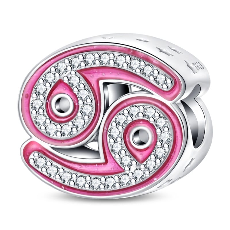 Charms do bransoletki Srebro 925 Różowy Znak Zodiaku Rak Charms do bransoletki Srebro 925 Różowy Znak Zodiaku Rak