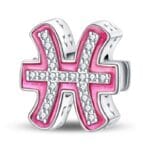 Charms do bransoletki Srebro 925 Różowy Znak Zodiaku Ryby Charms do bransoletki Srebro 925 Różowy Znak Zodiaku Ryby