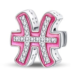 Charms do bransoletki Srebro 925 Różowy Znak Zodiaku Ryby