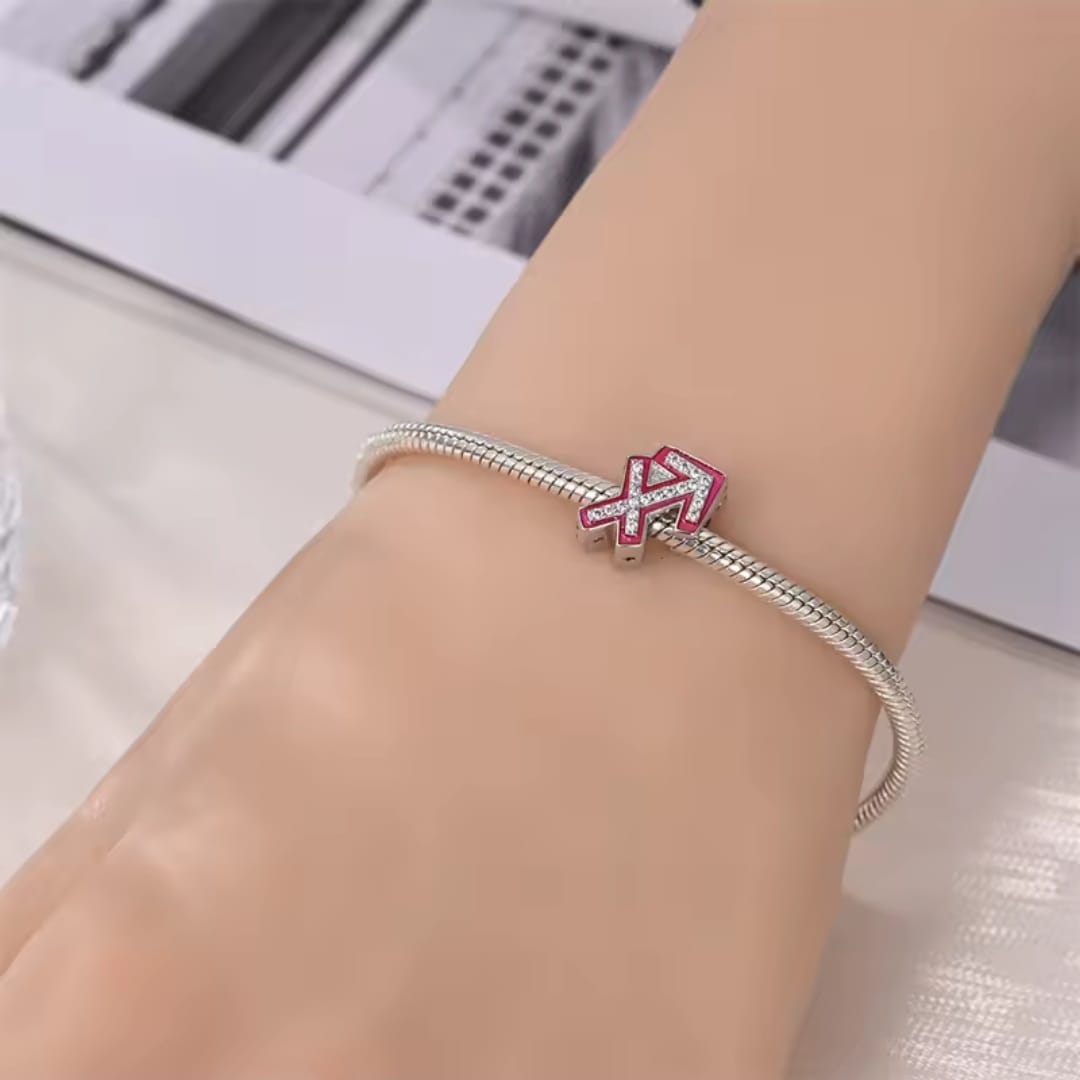Charms do bransoletki Srebro 925 Różowy Znak Zodiaku Strzelec Charms do bransoletki Srebro 925 Różowy Znak Zodiaku Strzelec