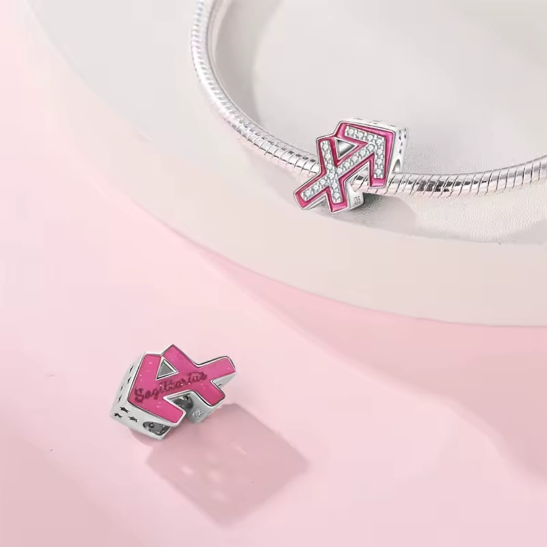 Charms do bransoletki Srebro 925 Różowy Znak Zodiaku Strzelec Charms do bransoletki Srebro 925 Różowy Znak Zodiaku Strzelec
