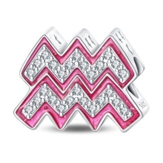 Charms do bransoletki Srebro 925 Różowy Znak Zodiaku Wodnik