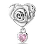 Charms do bransoletki Srebro 925 Róża z Sercem