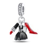 Charms do bransoletki Srebro 925 Szminka Sukienka Szpilka