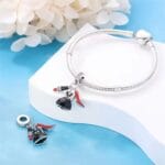 Charms do bransoletki Srebro 925 Szminka Sukienka Szpilka
