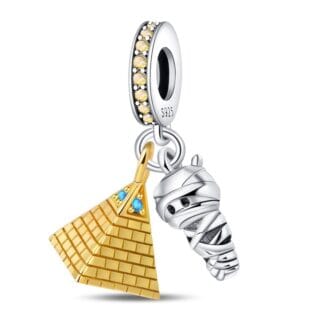 Charms do bransoletki Srebro 925 Mumia i Piramida z Egiptu