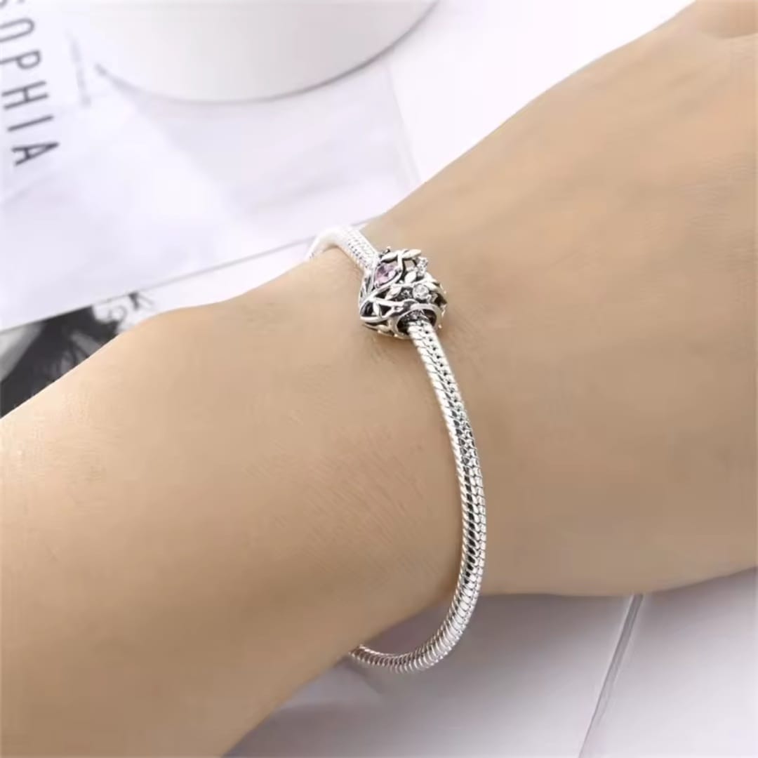 Charms do bransoletki Srebro 925 Serce Ażurowe i Gałązki Charms do bransoletki Srebro 925 Serce Ażurowe i Gałązki
