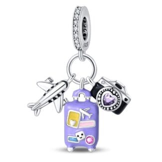 Charms do bransoletki Srebro 925 Samolot i Walizka Charms do bransoletki Srebro 925 Samolot i Walizka