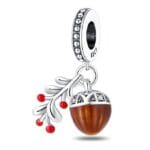 Charms do bransoletki Srebro 925 Żołądź i Gałązka z Jagodami
