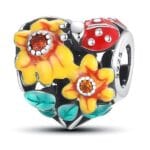 Charms do bransoletki Srebro 925 Kwiaty i Biedronka