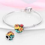 Charms do bransoletki Srebro 925 Kwiaty i Biedronka